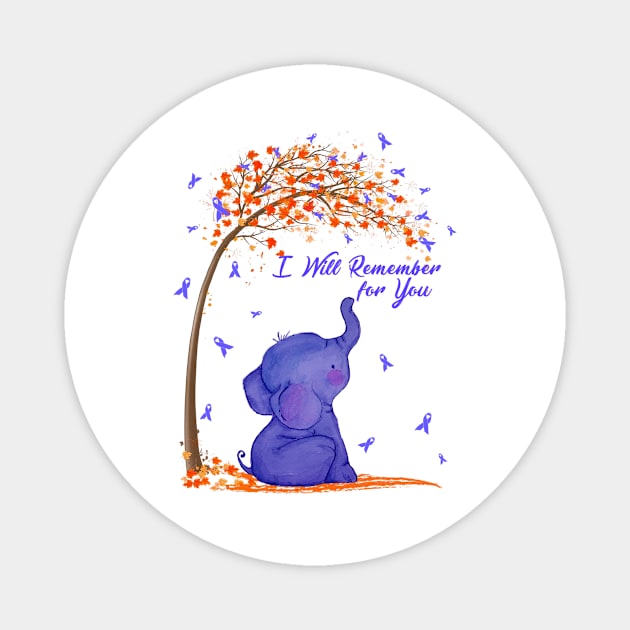 I Will Remember For You Alzheimers Awareness Eleplant Warrior Gift Magnet by AKIFOJWsk